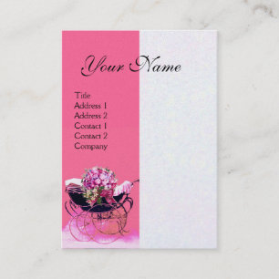 ANTIEKE KINDERWAGEN MET BLOEMEN BABYSHOWER,parel p Visitekaartje