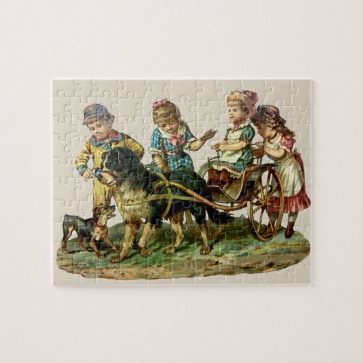 Antieke Kinderwagen met Hond Legpuzzel (Horizontaal)
