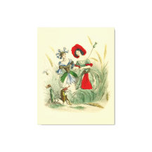 Antieke kinderwaterverfdruk van bloemen