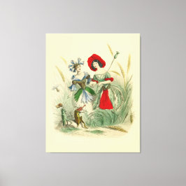 Antieke kinderwaterverfdruk van bloemen canvas afdruk