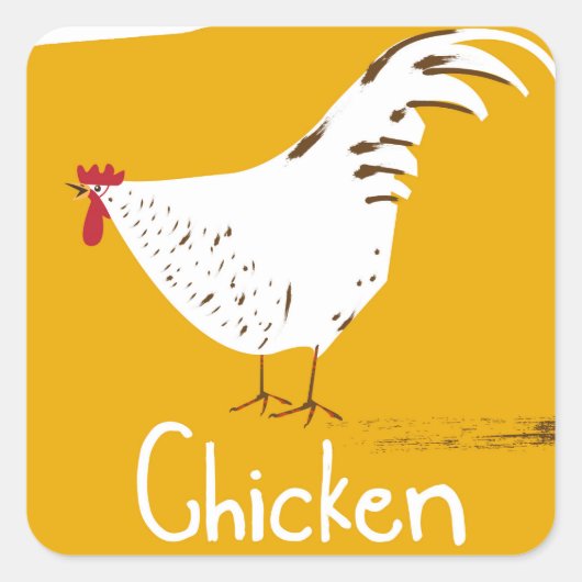 Antieke Kip Vierkante Sticker (Voorkant)