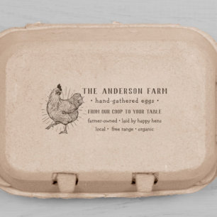 Antieke Kiptekening Familieboerderij Verse Eiere Rubberstempel