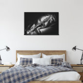 Antieke klarinet stilleven, Z&W Canvas Afdruk (Insitu (Slaapkamer))