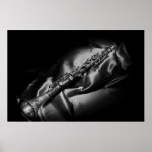 Antieke klarinet stilleven, Z&W Poster
