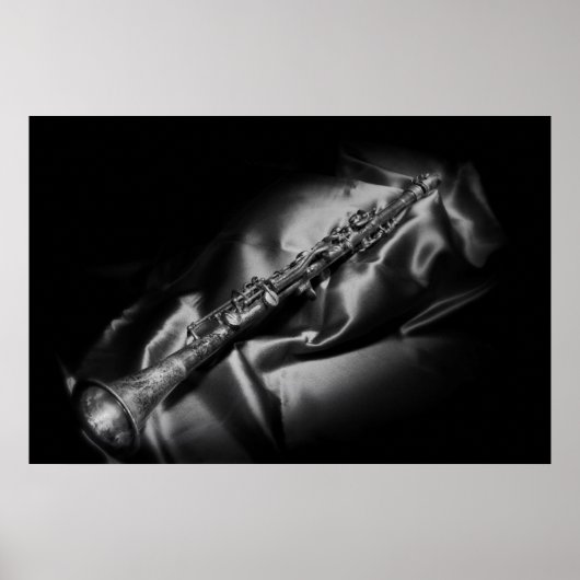 Antieke klarinet stilleven, Z&W Poster (Voorkant)