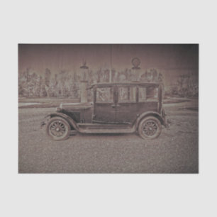 Antieke Klassieke Auto in Vintage Sepia Stijl Tissuepapier