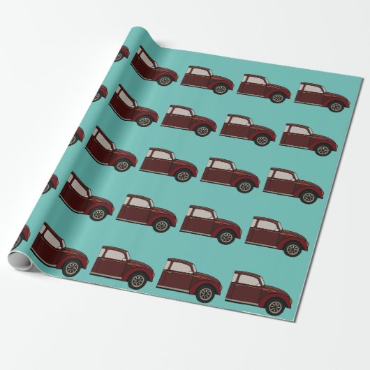 Antieke Klassieke Auto Verjaardag Cadeaupapier (Uitgerold)