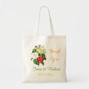 antieke kleurrijke bloemen huwelijksgunst bedankt tote bag