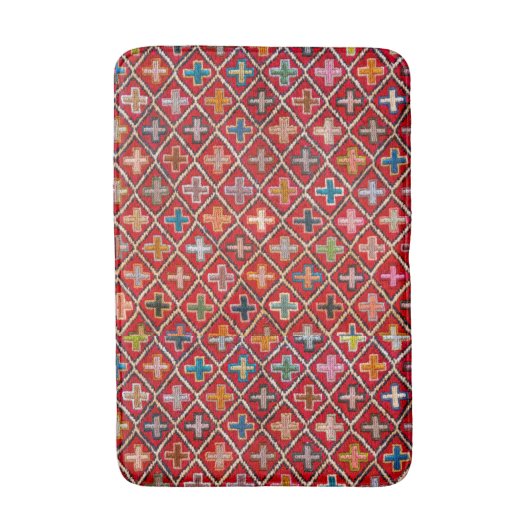 Antieke Kleurrijke Oriëntaalse Dhurrie Vloerkleed Badmat (Voorkant Verticaal)