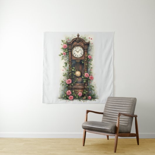 Antieke klimrozen staande klok wandkleed (In situ)