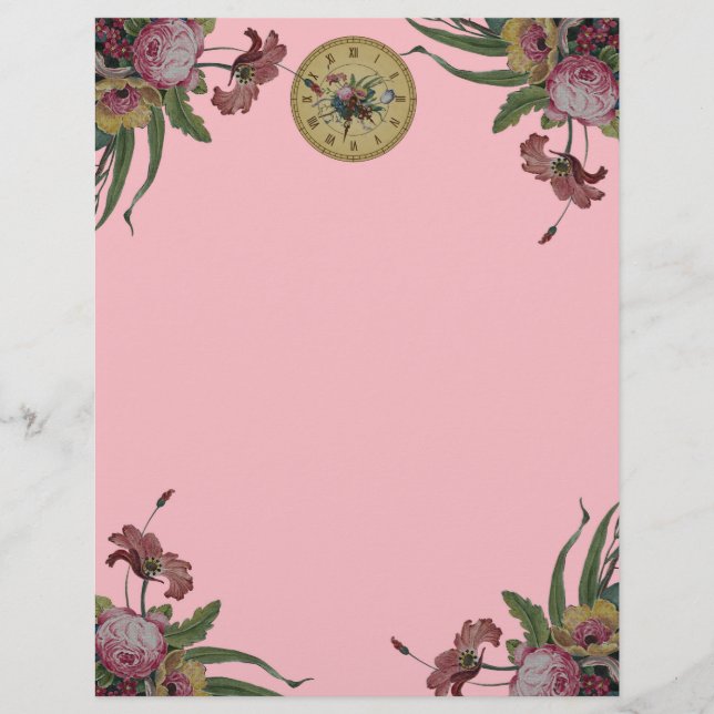 Antieke klok met bloemen (Voorkant)
