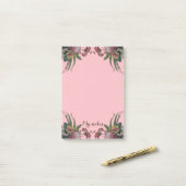 Antieke klok met bloemen post-it® notes (Op bureau)