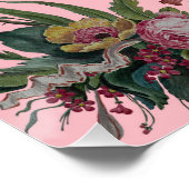Antieke klok met bloemen poster (Hoek)