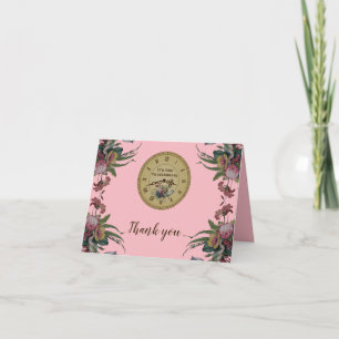 Antieke klok met bloemen verjaardagsfeestje kaart