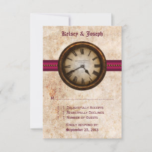 Antieke Klok Responskaart, Fuchsia RSVP Kaartje