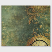 Antieke Klokwerk Smaragdgroene Steampunk Cadeaupapier (Vlak)