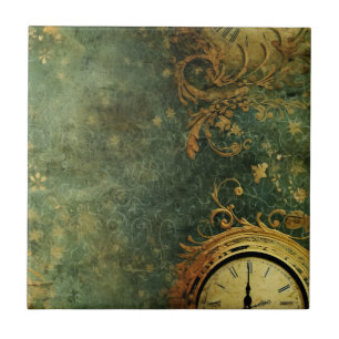 Antieke Klokwerk Smaragdgroene Steampunk Tegeltje