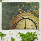 Antieke Klokwerk Smaragdgroene Steampunk Theedoek (Gevouwen)