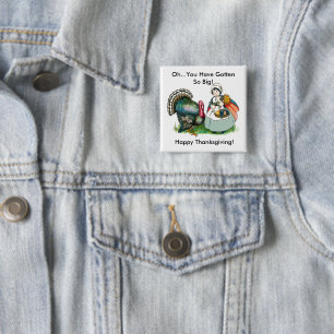 Antieke Knoop 'Klaar voor Thanksgiving' Vierkante Button 5,1 Cm