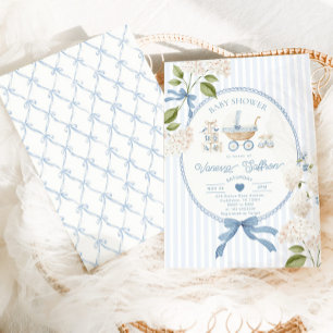 Antieke koets Franse kinderkamer Blauwe baby showe Kaart