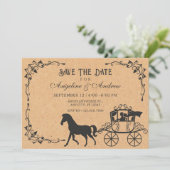 Antieke koets met paard save the date (Staand voorkant)