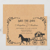 Antieke koets met paard save the date (Voorkant / Achterkant)