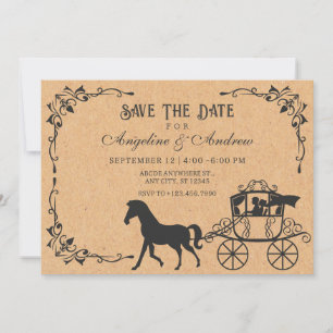 Antieke koets met paard save the date