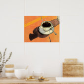 Antieke koffiekop, schotel, lepel, retro diner poster (Keuken)