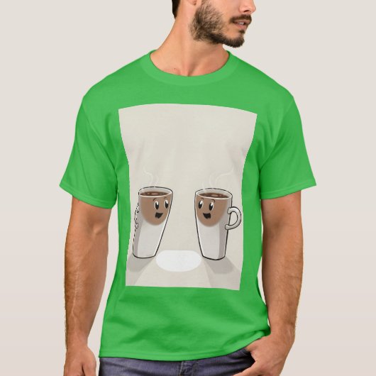 Antieke koffiekopjes retro t-shirt (Voorkant)