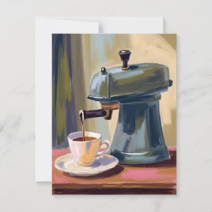 Antieke koffiemachine Latte Aquarel Bedankkaart