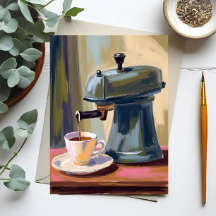 Antieke koffiemachine Latte Aquarel Briefkaart