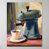 Antieke koffiemachine Latte Aquarel Poster (Voorkant)
