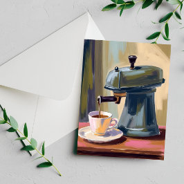 Antieke koffiemachine Latte Aquarelkaart