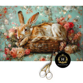 Antieke Konijn & Bloemenmand Decoupage Tissuepapier