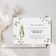 Antieke Konijn Botanische Baby Shower Uitnodiging