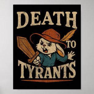 Antieke Konijn Dood aan Tyrannen Retro 90s Poster