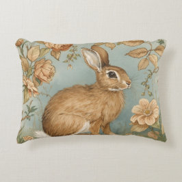 Antieke Konijn,Konijn, Bloemenpatroon, Retro Accent Kussen