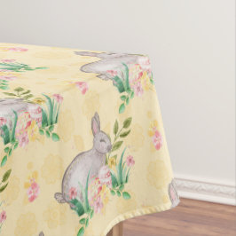 Antieke Konijn Lente Bloemen Geel Pasen Tafelkleed