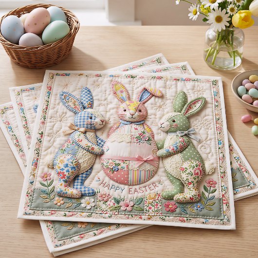 Antieke Konijn Nep Patchwork Dekbedprint voor Pase Servet