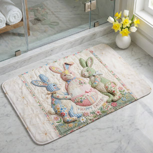 Antieke Konijn Pasen Nep Patchwork Dekbedprint Badmat
