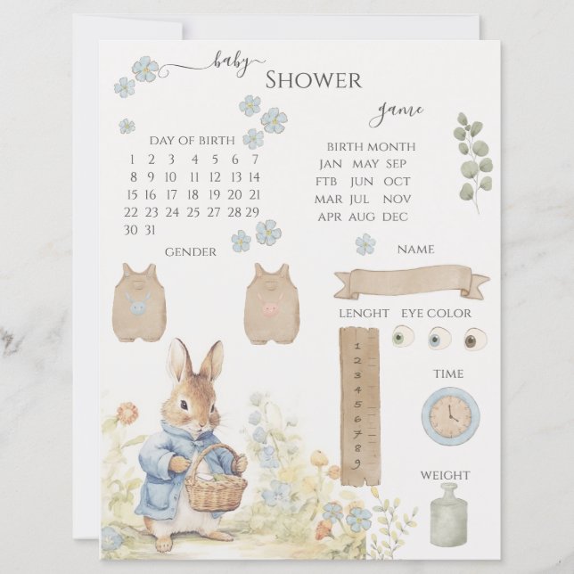 Antieke Konijnentuin Baby Shower Spel (Voorkant)