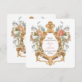 Antieke Koninklijke Elegante Rococo Wapenschild Le Kaart (Voorkant / Achterkant)