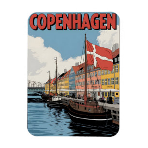 Antieke Kopenhagen Denemarken kleurrijke huizen ca Magneet