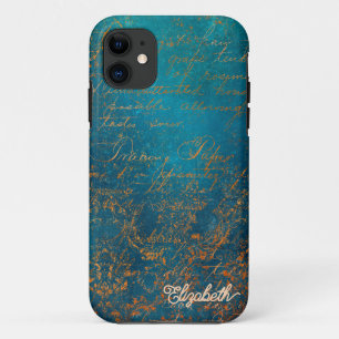 Antieke koperen patina met turquoise kalligrafie Case-Mate iPhone case