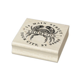 Antieke Krab #1 Tekening Naam Retouradres Rubberstempel