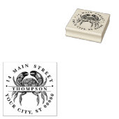 Antieke Krab #1 Tekening Naam Retouradres Rubberstempel (Gestempeld)
