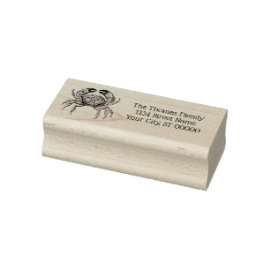 Antieke Krab #1 Tekening Naam Retouradres Rubberstempel