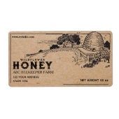 Antieke Kraft Bijenkorb Bijenkorf Honing Pot Label (Voorkant)