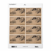 Antieke Kraft Bijenkorb Bijenkorf Honing Pot Label (Full Sheet)