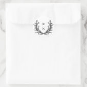 Antieke krans bruiloft initials monogram ronde sticker (Tas)